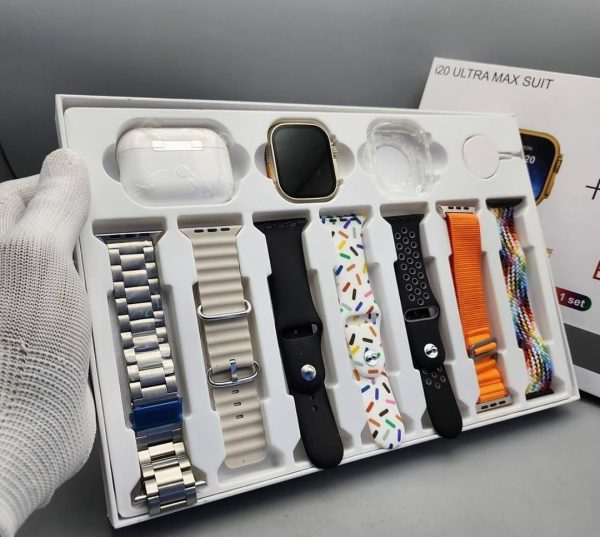 I20 Ultra Max Smart Watch + 7 Straps+ Airpods 2