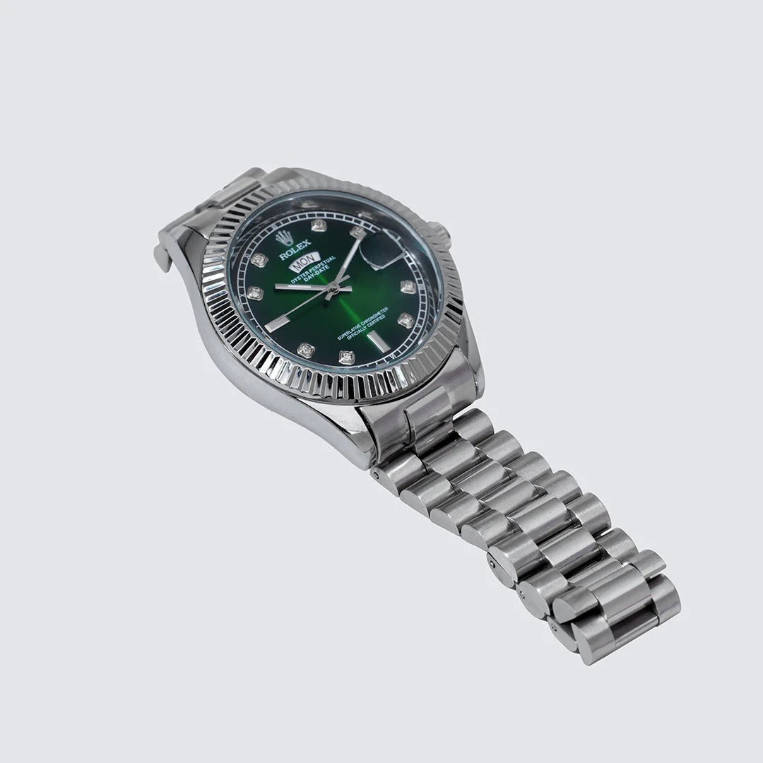 Green Rolex Day-Date working Stainless Steel Men's Wrist Watch