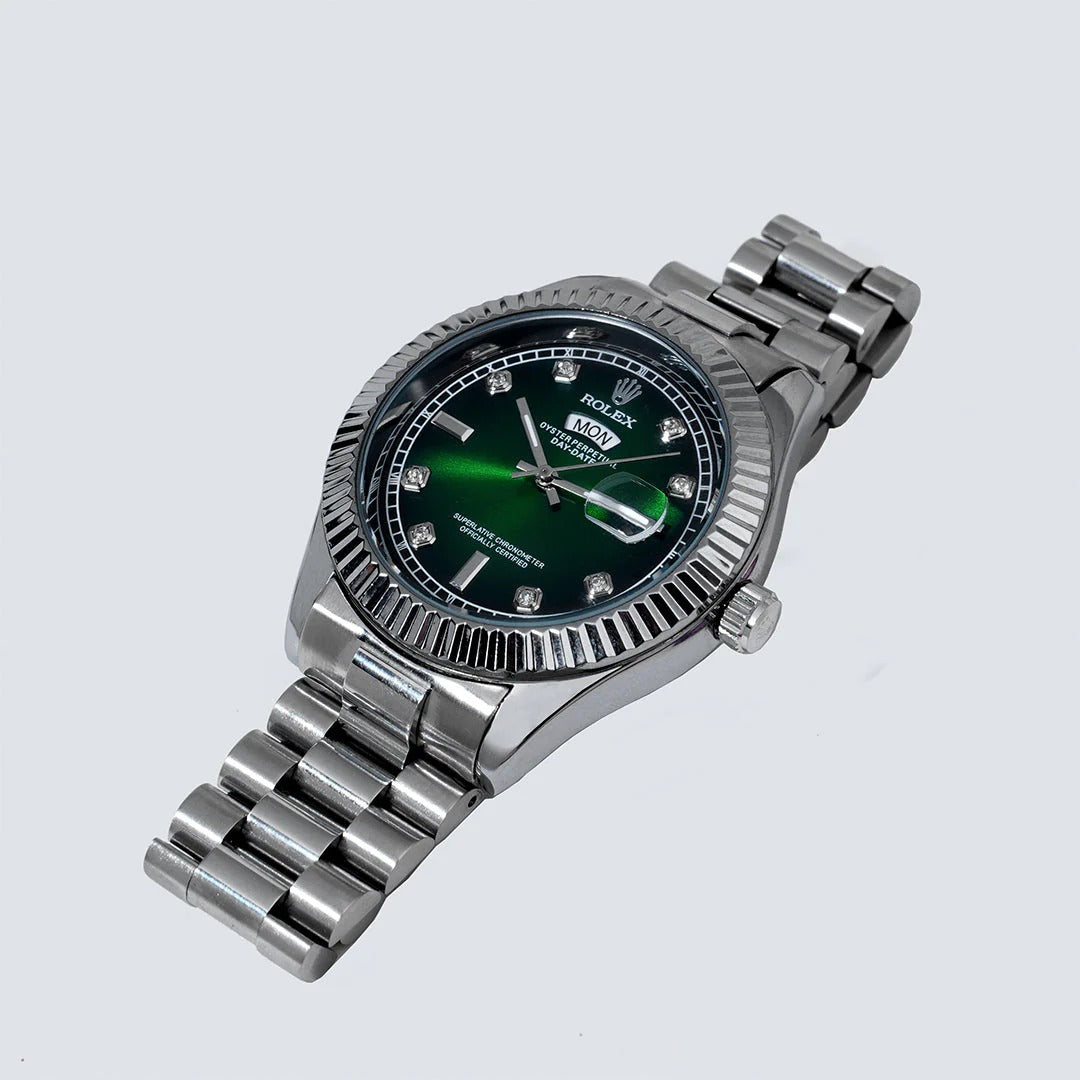 Green Rolex Day-Date working Stainless Steel Men's Wrist Watch