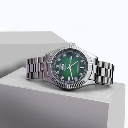 Green Rolex Day-Date working Stainless Steel Men's Wrist Watch