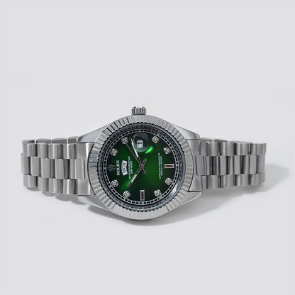 Green Rolex Day-Date working Stainless Steel Men's Wrist Watch