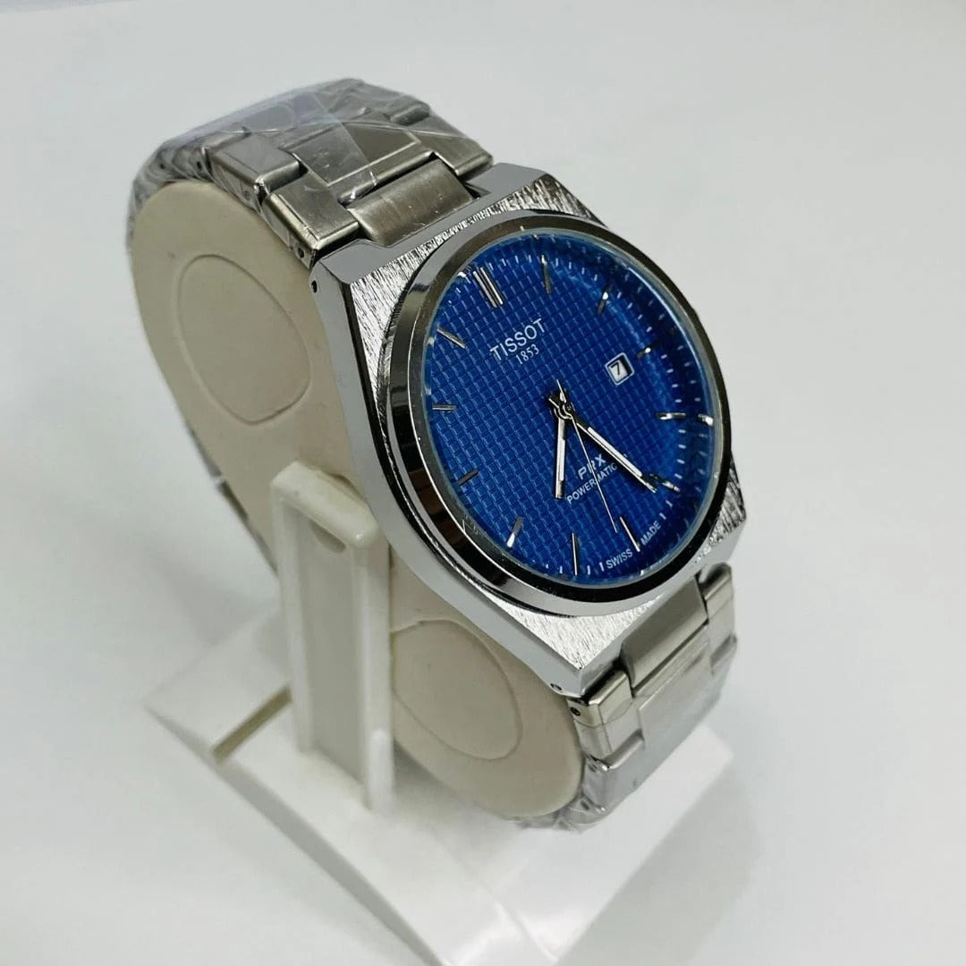 Blue Tissot PRX Stainless Steel Men's Wrist Watch