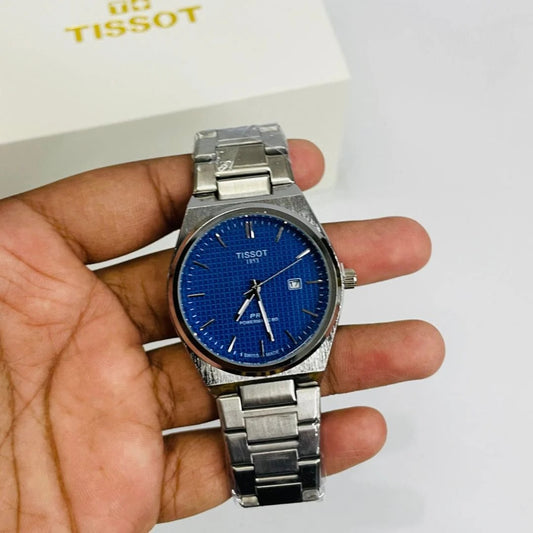 Blue Tissot PRX Stainless Steel Men's Wrist Watch